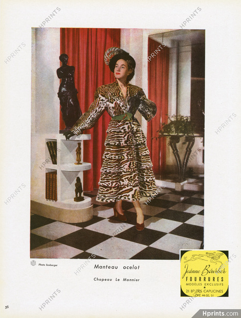 Jeanne Bourlier (Fur Clothing) 1948 Manteau Ocelot, Photo Seeberger
