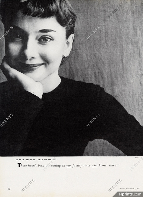 Audrey Hepburn 1951 Star of Gigi, Photo Irving Penn