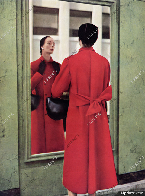 Lanvin Castillo 1952 Red Coat, Rodier, Photo Pottier