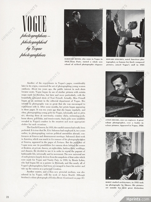 Vogue Photographers 1941 Baron de Meyer, Edward Steichen, Anton Bruehl, Horst
