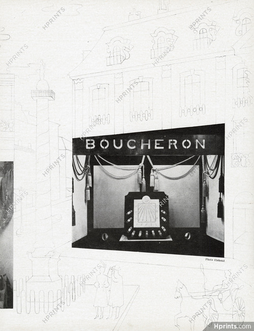 Les Belles Vitrines de Paris, 1946 - Boucheron, Drawing Alex Rakoff, Photo Elshoud