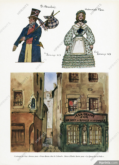 Guy Arnoux 1944 Costumes pour "Nous dînons chez le Colonel", Décor Emile Bertin