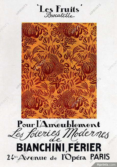 Bianchini Férier 1923 Les Fruits, Raoul Dufy, Textile Design