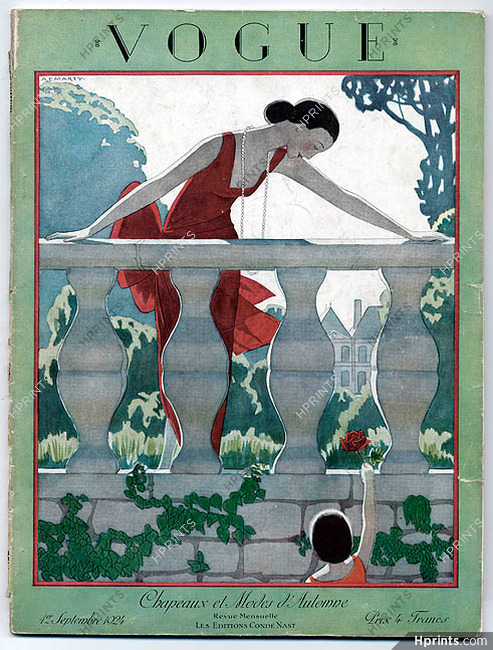 Vogue Septembre 1924 Couverture par Marty, 90 pages