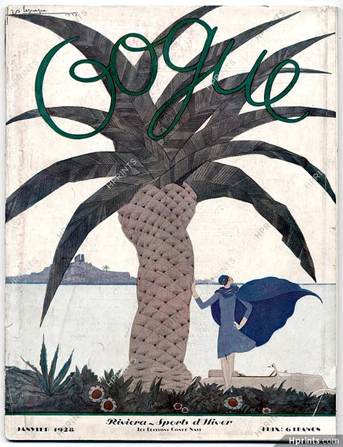 Vogue Janvier 1928 Georges Lepape, Riviera - Sports d'Hiver