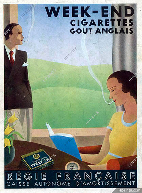 Cigarettes Week-End 1933 Wagricovitch, Régie Francaise
