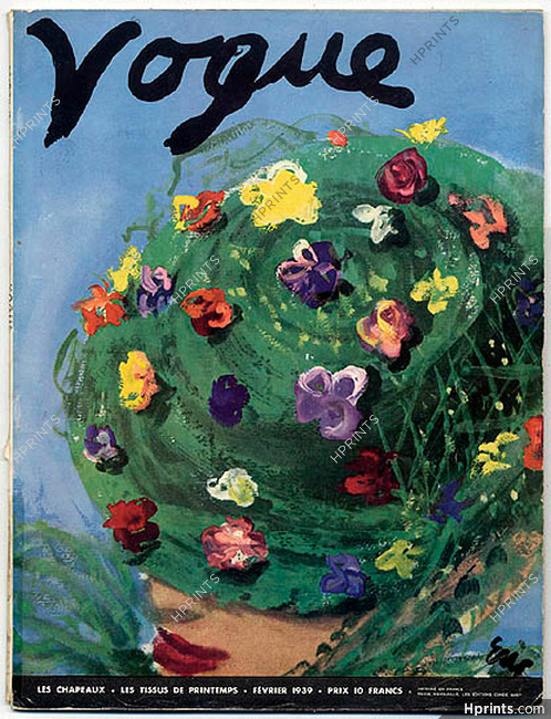 Vogue (Paris) Février 1939 Couverture de Carl Erickson, Chapeau d'Agnès