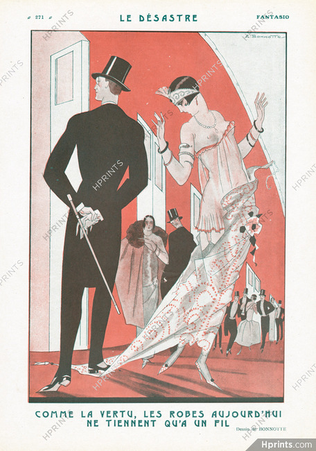 Le Désastre, 1923 - Léon Bonnotte The Disaster Elegant Parisienne Topless