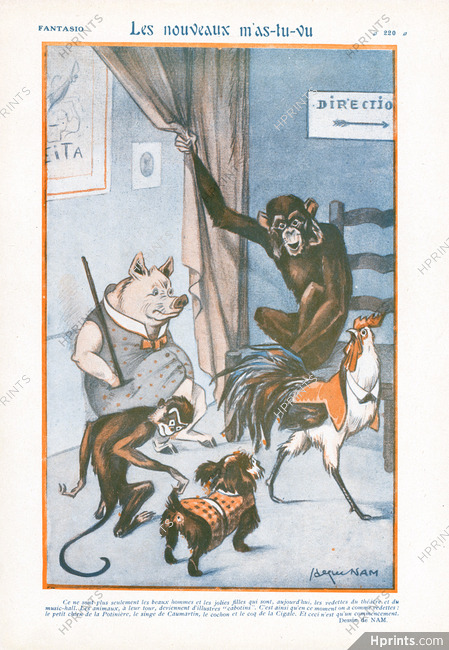 Les nouveaux m'as-tu-vu, 1924 - Jacques Nam The New Stars of Music Hall, Monkey, Dog, Cockerel, Pig