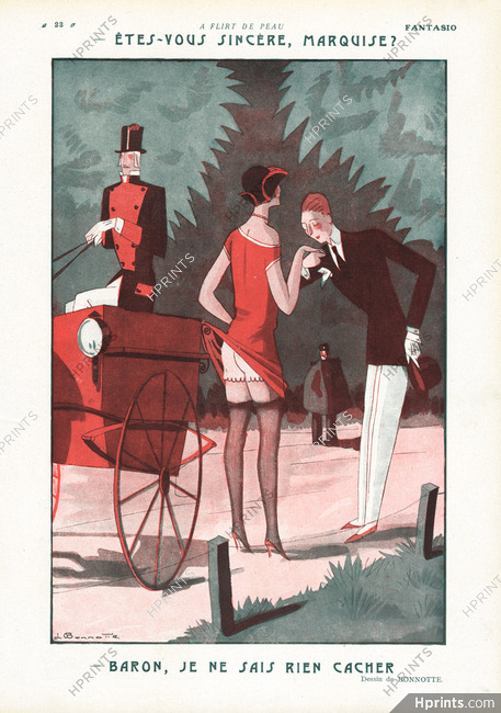 Baron, je ne sais rien cacher, 1925 - Léon Bonnotte Hand Kissing, Sexy Looking Girl