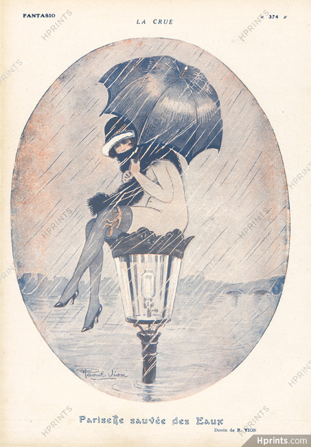 La Crue — Parisette sauvée des Eaux, 1919 - Raoul Vion Saved from the Flood, Lamppost