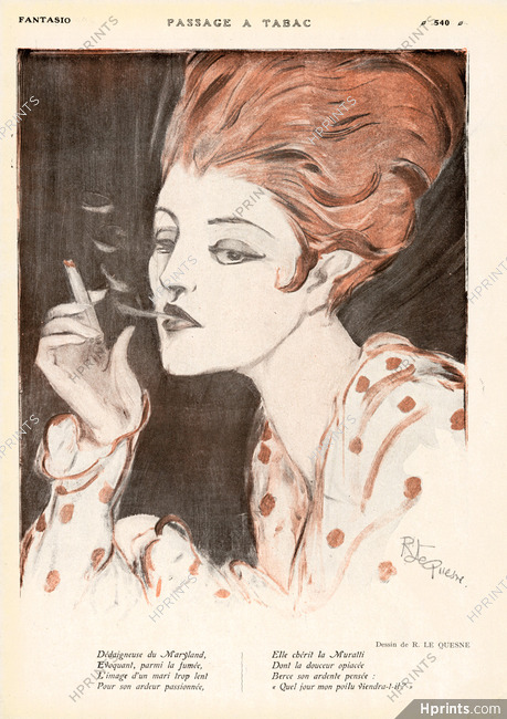 Passage à tabac, 1918 - R. Le Quesne Woman Smoking