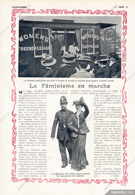Le Féminisme en marche, 1908 - Suffragette Miss Rigby, Text by S. Cudier