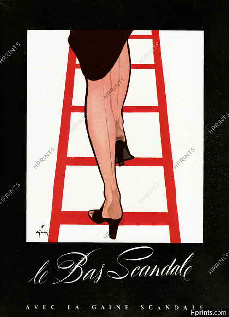Le Bas Scandale (Stockings) 1952 Red Ladder, René Gruau
