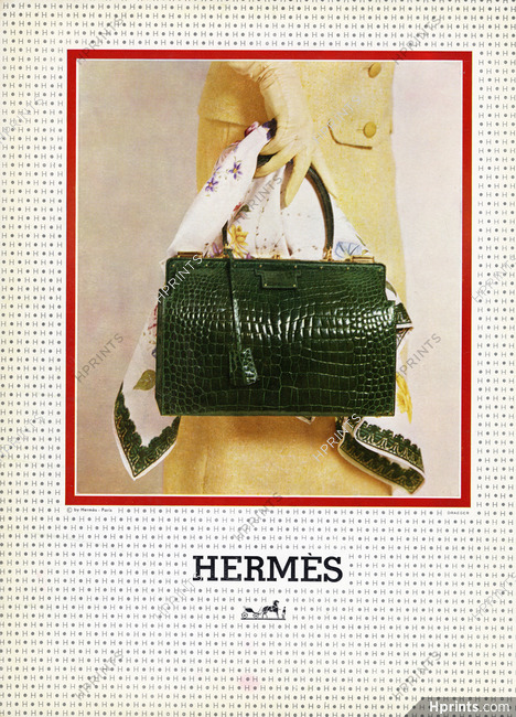 Hermès (Handbags) 1963 Green Crocodile, Scarf