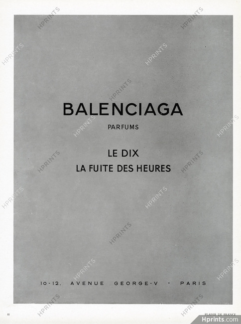 Balenciaga (Perfumes) 1950 Le Dix, La Fuite des Heures