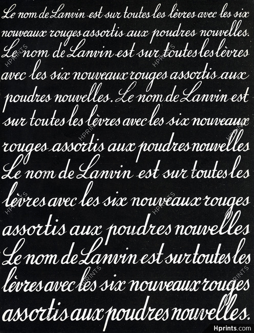 Lanvin (Cosmetics) 1939 "Le nom de Lanvin est sur toutes les lèvres..."