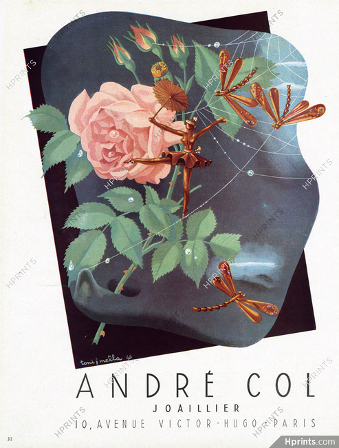 André Col 1946 Ballerina & Dragonflies Clips, Toni J. Mella