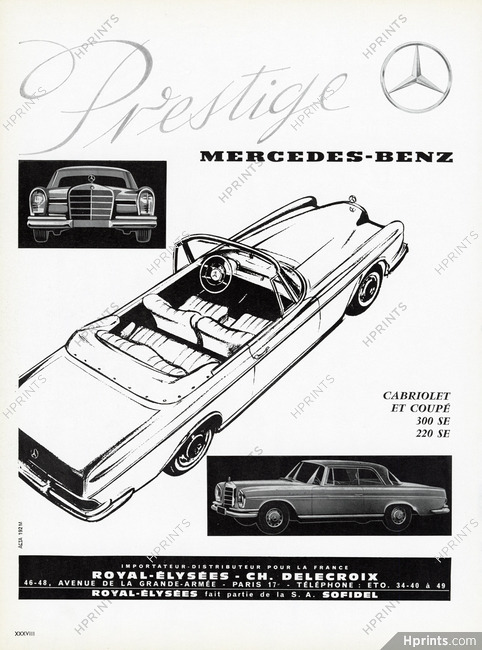 Mercedes-Benz 1963 Cabriolet et coupé 300 SE, 220 SE