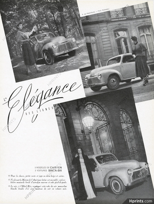 Simca-Six, Carven 1948 Photos Robert Doisneau, Hotel Ritz Paris