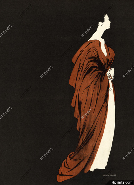 Lucien Lelong 1947 Cape drapée, Evening Gown, René Gruau