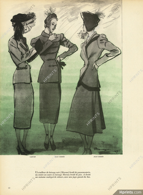 La Mode du Noir, 1947 - Carven, Jean Dessès Pierre Mourgue