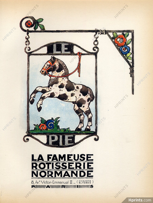 Restaurant "Le Pie" Rotisserie Normande 1928 Lithograph PAN Paul Poiret