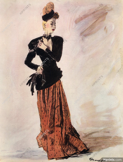 Paquin 1946 Pierre Mourgue, Evening Gown