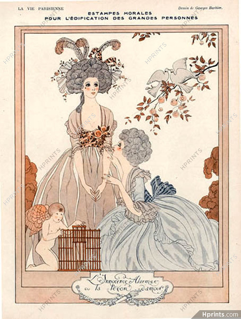 L'Innocence Alarmée, 1919 - George Barbier Estampes Morales, 18th Century Costumes
