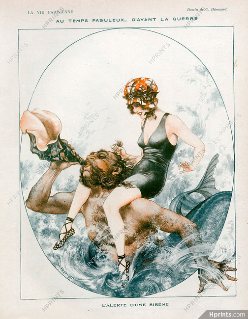 L'Alerte d'une Sirène, 1918 - Hérouard Merman, Bathing Beauty