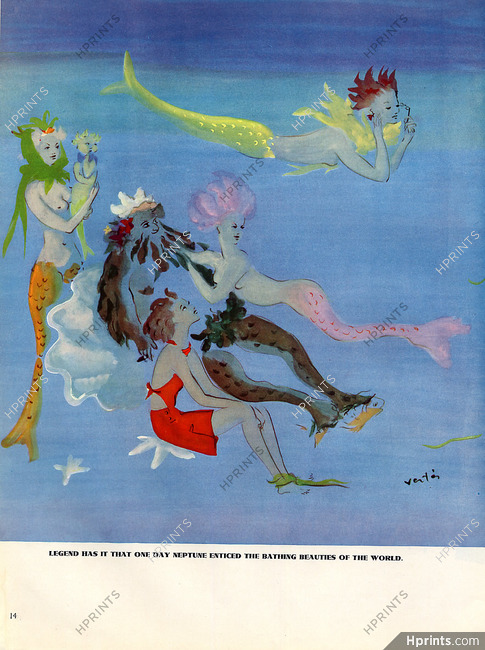 Marcel Vertès 1937 Neptune, Mermaid, Mythology