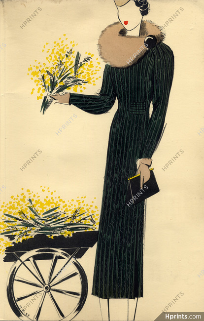 Raimon 1936 M. Küss Fashion Illustration Flowers