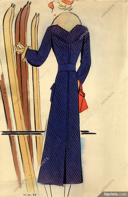 Raimon 1936 M. Küss Fashion Illustration Ski