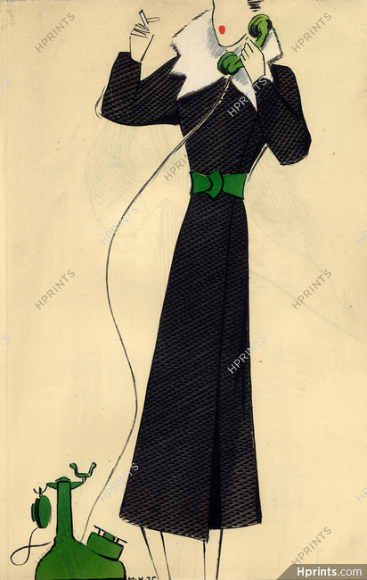 Raimon 1936 M. Küss Fashion Illustration Telephone