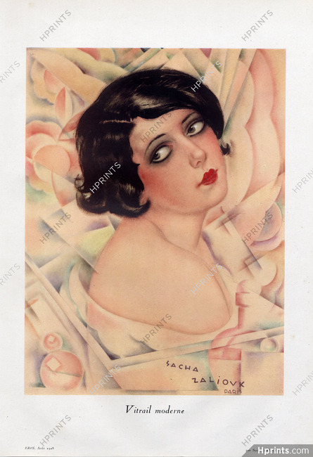 Vitrail Moderne, 1928 - Sacha Zaliouk Eros Portrait Make-Up Art Deco