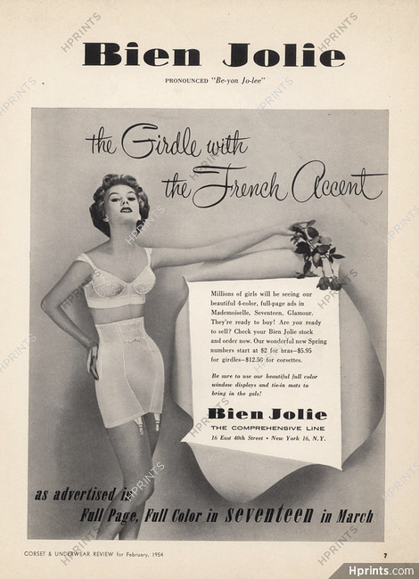 Bien Jolie (Lingerie) 1954 Girdle — Advertisement