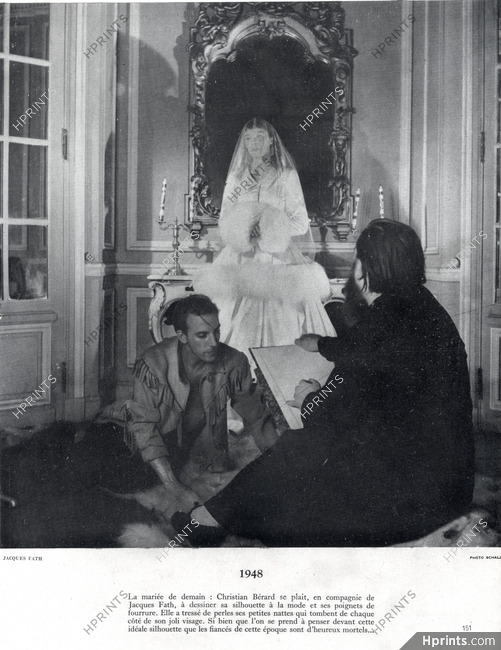 Jacques Fath 1947 Wedding Dress, Mr Jacques Fath & Christian Berard Portraits, Photo Schall