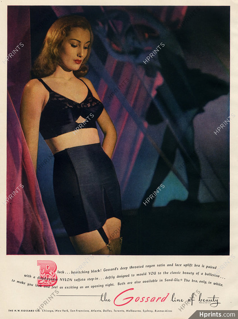 1946 vintage lingerie Ad LIFE Bra & Girdle , Pinup style Art 072819