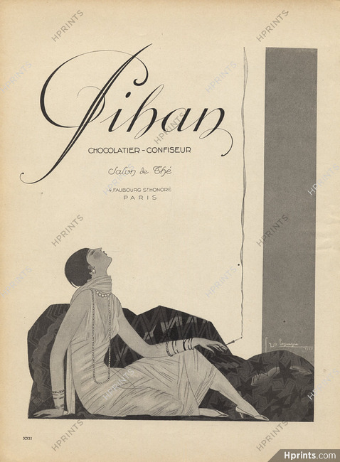 Pihan (Chocolates) 1925 Georges Lepape Cigarette Holder Art Deco