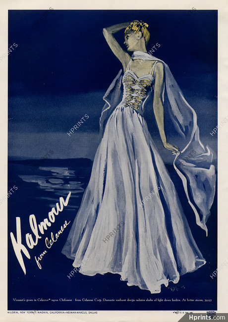 Madeleine Vionnet 1938 Kalmour, Celanese, Fashion Illustration