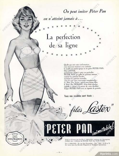 Peter Pan (Lingerie) 1958 Pin-up, Ets Oriano