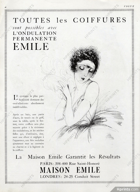 Maison Emile (Hairstyle) 1920 Jean Claude