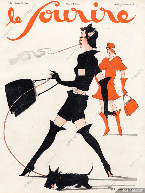 Pem 1931 Woman Wear All Black, Other All Red, Fashion Satire, Le Sourire