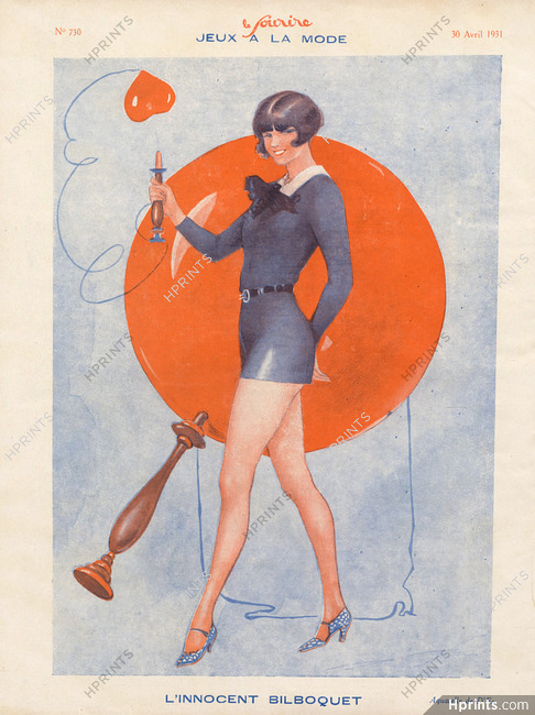 L'Innocent Bilboquet, 1931 - D'Espagnat Sexy Girl, Cup and ball game, Le Sourire