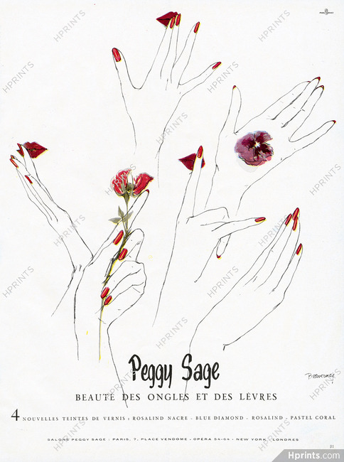 Peggy Sage (Cosmetics) 1958 Nail Polish Lipstick, Sylvia Braverman