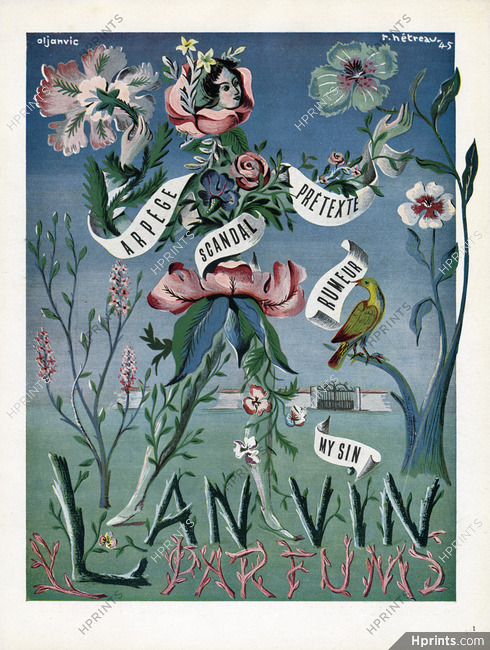 Lanvin (Perfumes) 1945 Arpège, Scandal, Prétexte, Rumeur, My Sin, Rémy Hétreau