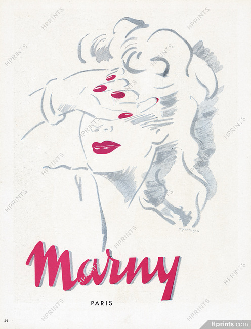 Marny (Cosmetics) 1947 Nail Polish, Lipstick