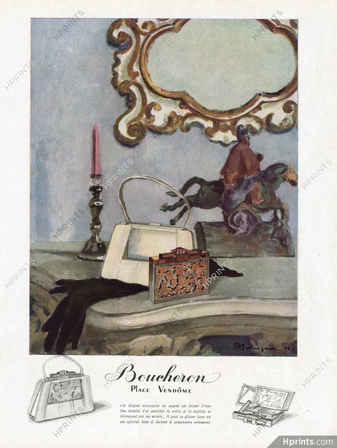 Boucheron 1942 Pierre Mourgue, Powder Compact, Handbag