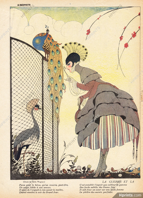 La Guerre et la Rue de la Paix p.1, 1916 - Gerda Wegener Elegant, Peacock, Art Deco