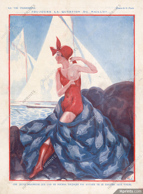 Georges Pavis 1925 Une Jeune Baigneuse, Sailboats
